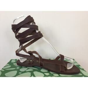 Vtg French Room Originals Chandlers Brown Leather Gladiator Sandals 7.5AA 38